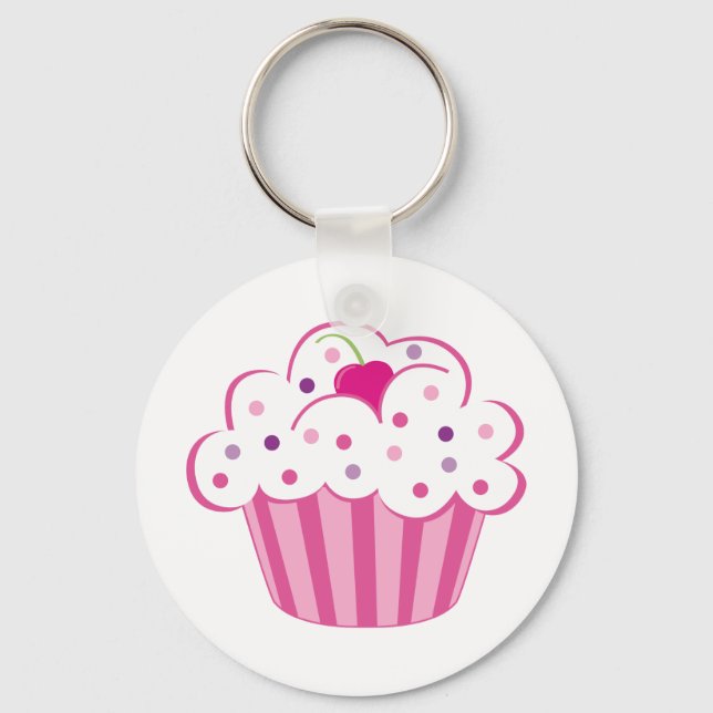 Pink Cupcake Key Ring (Front)