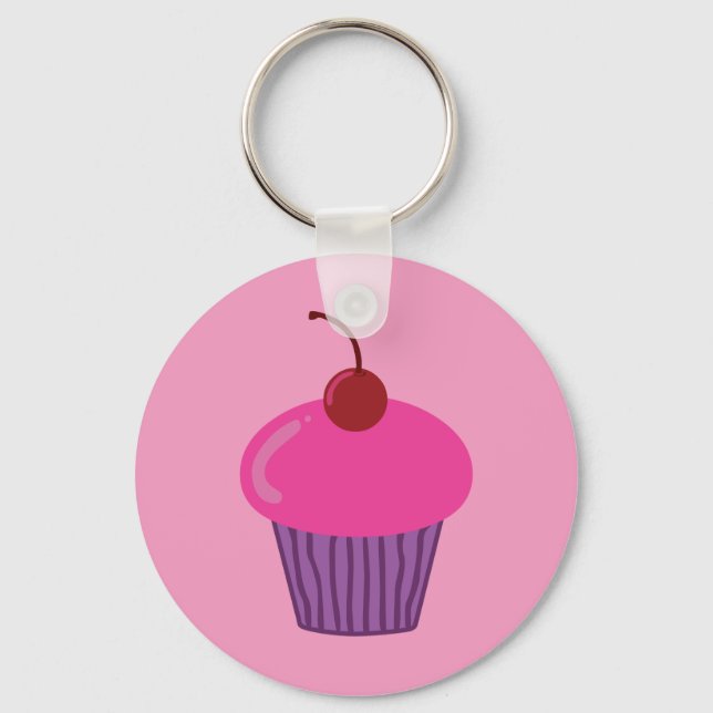 Pink Cupcake Key Ring (Front)
