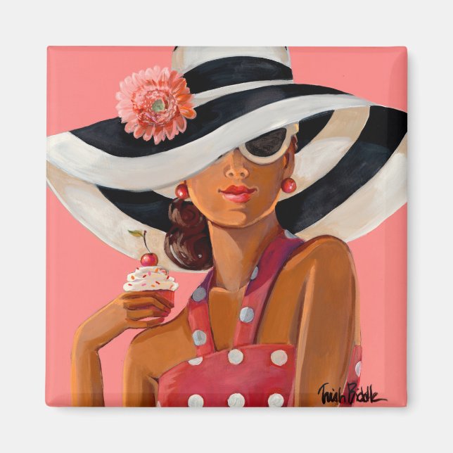 Pink Cupcake Lady by Trish Biddle Magnet (Front)