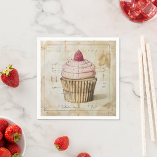 Pink Cupcake Old-School Diagram Napkin