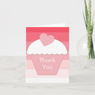 Pink Cupcake Ombre Stripes Thank You Card
