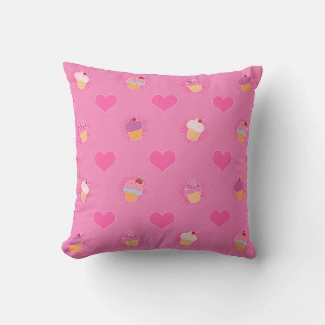 Pink Cupcake Pattern Cushion (Front)