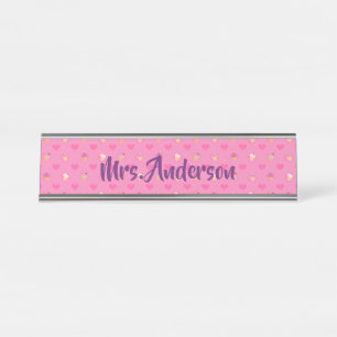 Pink Cupcake Pattern Desk Name Plate
