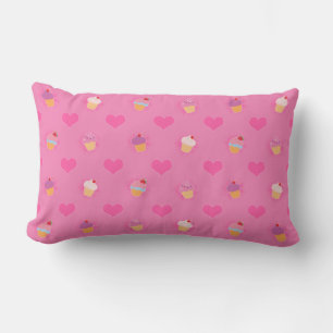 Pink Cupcake Pattern Lumbar Cushion
