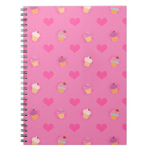 Pink Cupcake Pattern Spiral Notebook