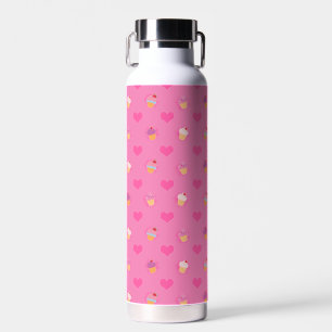 Pink Cupcake Pattern Water Bottle