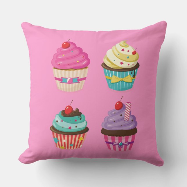 Pink Cupcake Pillow (Front)