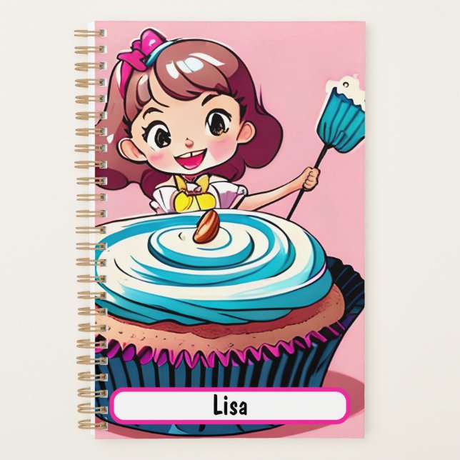 Pink Cupcake Planner With Customisable Nametag (Front)
