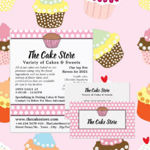 Pink Cupcake & Polka Dot, Cake Store Advertising Flyer