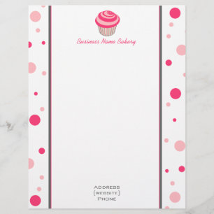 Pink Cupcake Polka Dot Letterhead