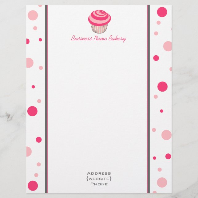 Pink Cupcake Polka Dot Letterhead (Front)