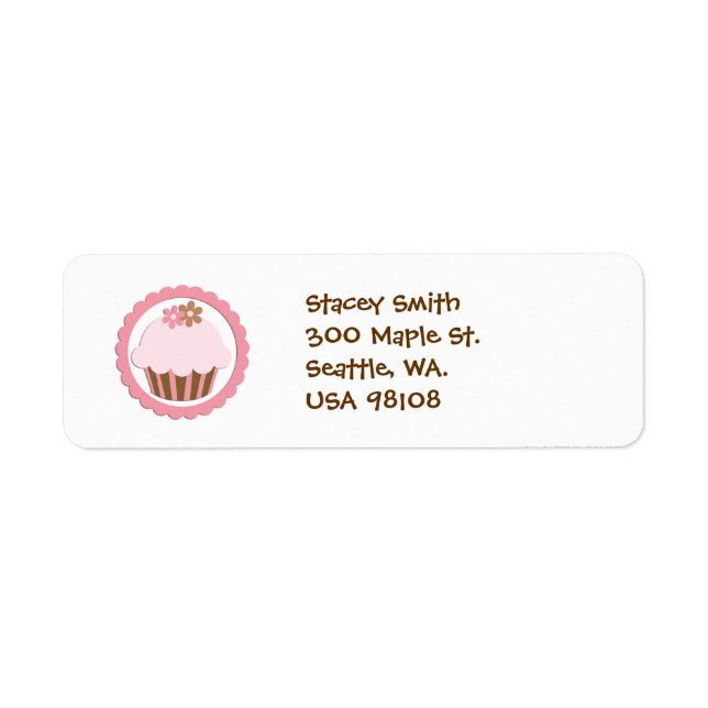 Pink Cupcake Return Address Label (Front)
