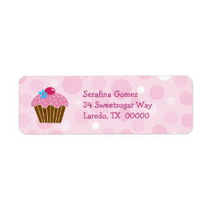 Pink Cupcake Return Address Label