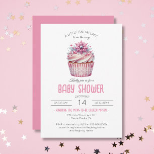 Pink Cupcake Sprinkle Winter Girl Baby Shower Invitation