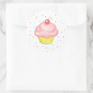 Pink Cupcake Stickers