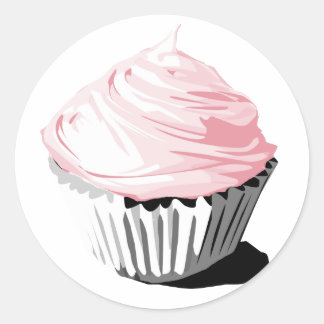 Pink cupcake stickers