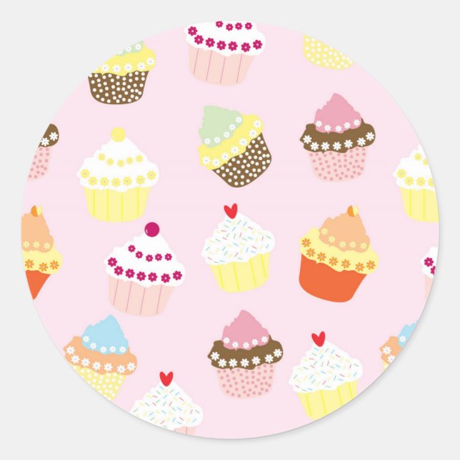 Pink Cupcake Stickers Birthday Party (Front)