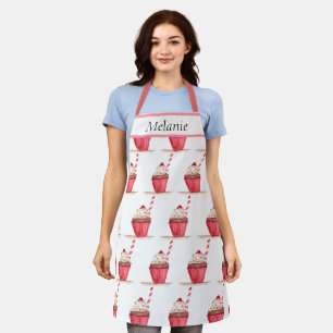 Pink Cupcake Sweets Hand drawn Baking Food Cute Ap Apron