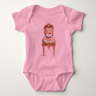 Pink Cupcake Victorian Chair Baby Bodysuit