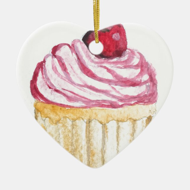 Pink cupcake with cherry ceramic tree decoration (Front)