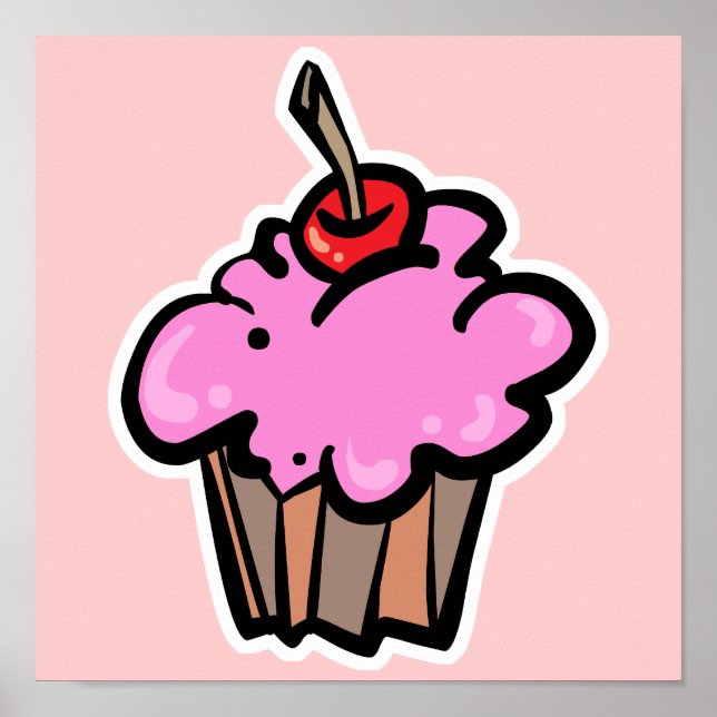 Pink Cupcake with Cherry Poster (Front)