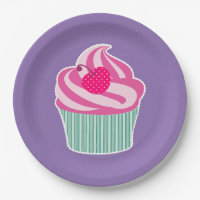 Pink Cupcake WIth Polka Dot Cherry