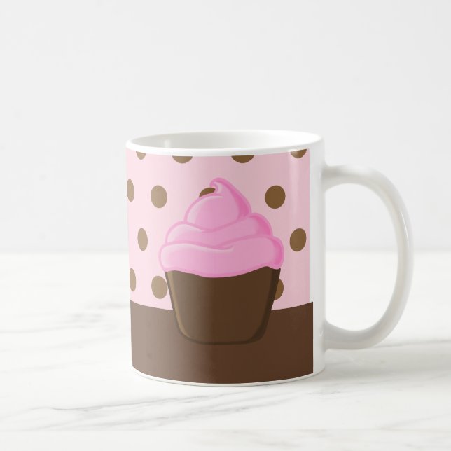 Pink Cupcake with Polka Dots Mug (Right)