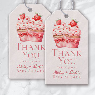 Pink Cupcakes Baby Shower Thank You Gift Tags