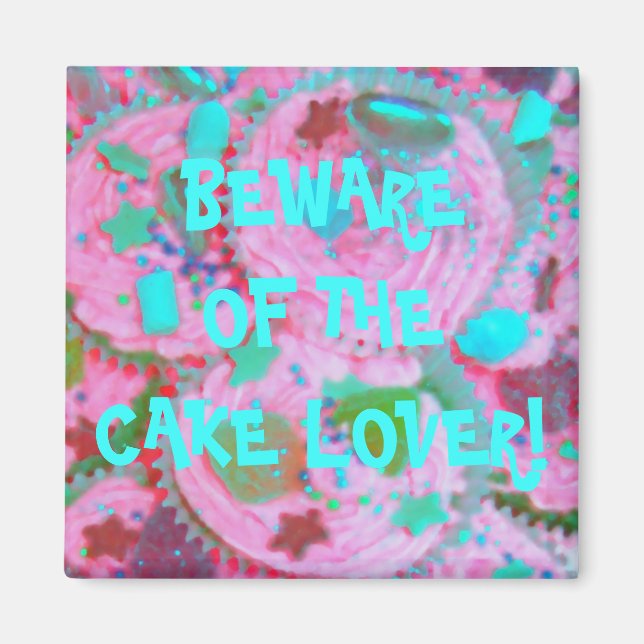 Pink Cupcakes 'cake lover'  fridge magnet (Front)