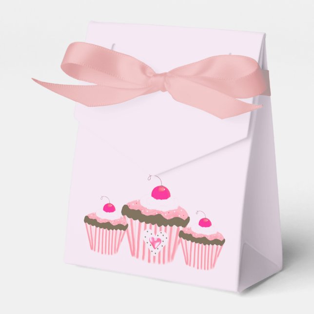 Pink Cupcakes Favour Box (Front Side)