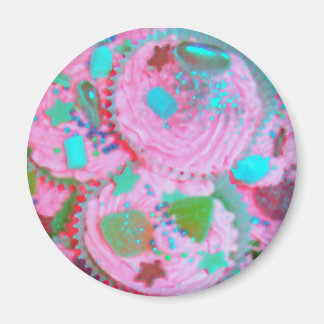 Pink Cupcakes fridge magnet round