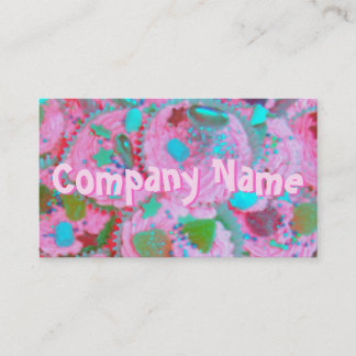 Pink Cupcakes front text business card pink