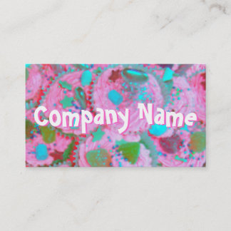 Pink Cupcakes front text business card white