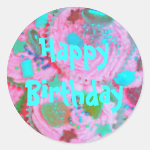 Pink Cupcakes 'Happy Birthday ' sticker