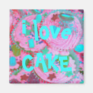 Pink Cupcakes 'i love cake' fridge magnet