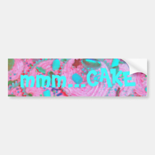 Pink Cupcakes 'mmm... cake' bumper sticker (Front)