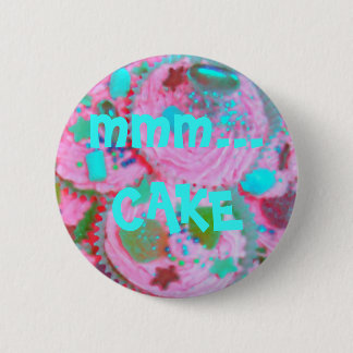Pink Cupcakes 'mmm... CAKE' button badge