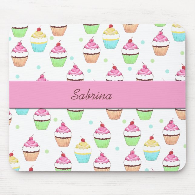 Pink Cupcakes Mouse Pad (Front)