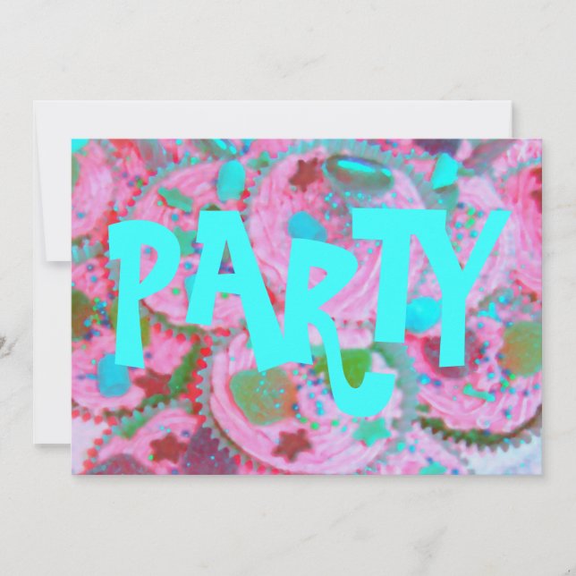 Pink Cupcakes 'Party' invitation (Front)