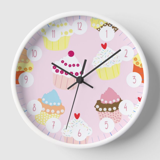 PINK CUPCAKES PATTERN CLOCK (Front)