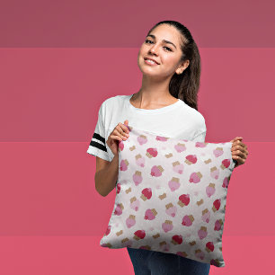 Pink Cupcakes & Stripes Decorative Throw Pillow