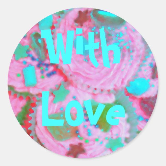 Pink Cupcakes 'With Love' sticker (Front)