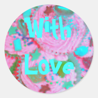 Pink Cupcakes 'With Love' sticker