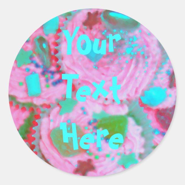Pink Cupcakes 'Your Text' sticker (Front)