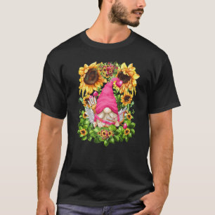 Pink Cupid Gnome For Women And Mom Unique Sunflowe T-Shirt