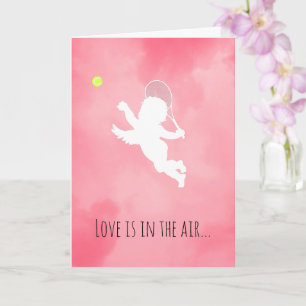 Pink Cupid Tennis Player Valentine's Day Card