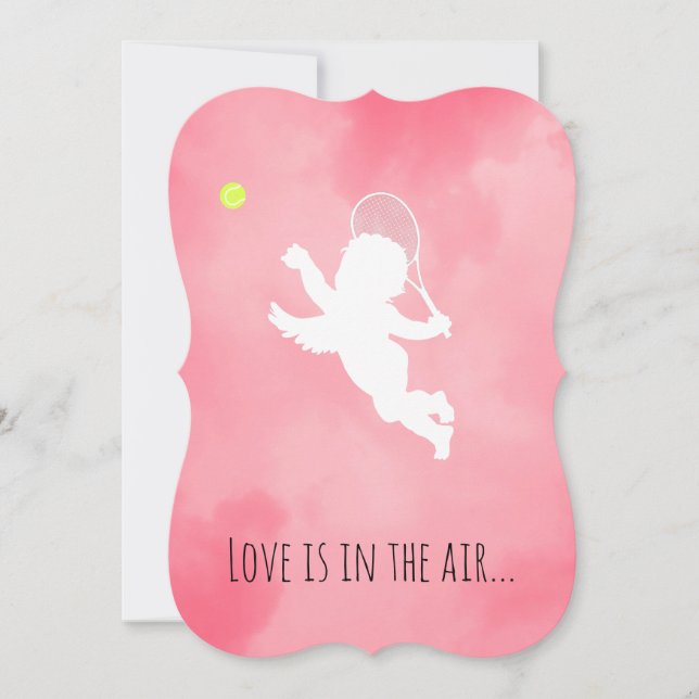 Pink Cupid Tennis Player Valentine's Day Holiday Card (Front)
