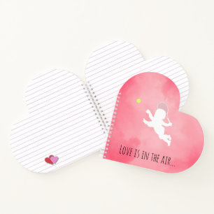 Pink Cupid With Tennis Racket and Text Notebook