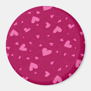 Pink curly hearts magnet