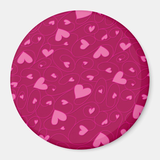 Pink curly hearts magnet (Front)